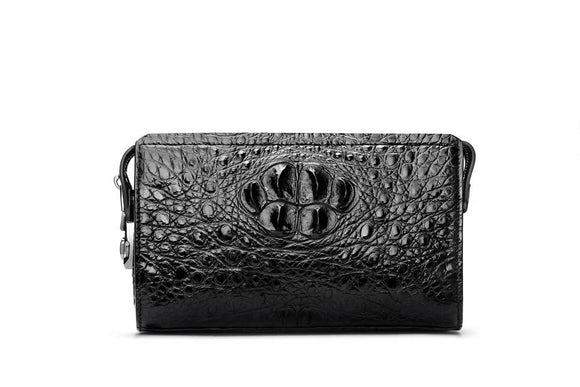 Crocodile Skin Leather Business Code Lock Wallet With Wrist Strap Chunky