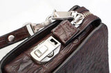 Crocodile Skin Leather Business Code Lock Wallet With Wrist Strap Credit Card Cash Clutch Bags