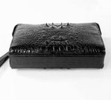 Crocodile Skin Leather Business Code Lock Wallet With Wrist Strap Silver