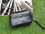 Crocodile Skin Leather Clutch Purse Wallet for Men Organizer Holder Wrist Bag