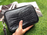 Crocodile Skin Leather Clutch Purse Wallet for Men Organizer Holder Wrist Bag