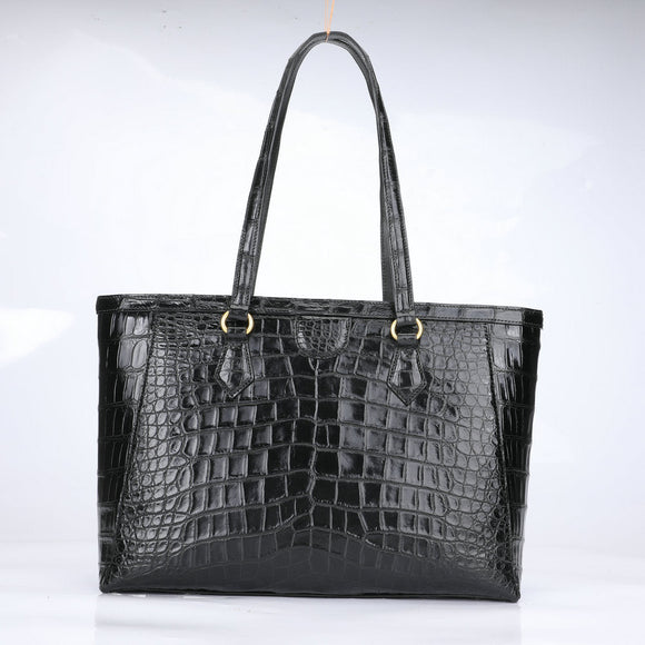 Crocodile Skin Leather Large Shopper Bag