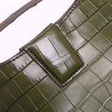 Dark Khaki Color Crocodile Belly Leather Medium Hobo Bag  & Purse For Women