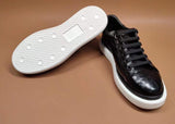 Fashion Men's Sidework Casual Low-top Slip On Sneakers  In Black Crocodile Leather