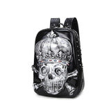 Fashion Punk Backpack 3D Pirate Skull Crown Bags Cartoon School HandBags Knapsack For Teenage