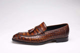 Genuine Alligator Skin Slip-on Loafer With Derby Style Dress Shoes For Men