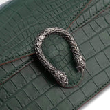 Genuine Crocodile Belly Leather Flap Cross body Messenger Mini Chain Bag Green