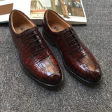 Genuine Crocodile Belly Leather Mens Retro Toe Cap Brogues Shoes