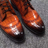 Genuine Crocodile  Belly Leather  Shoes  Mens Cap Toe Crust Tuscania Wingtip