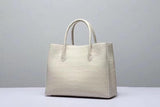 Genuine Crocodile Belly Leather Top Handle Bags For Women Cream