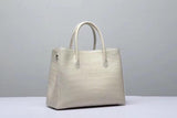 Genuine Crocodile Belly Leather Top Handle Bags For Women Cream