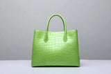 Genuine Crocodile Belly Leather Top Handle Bags For Women Green