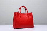 Genuine Crocodile Belly Leather Top Handle Bags For Women Red