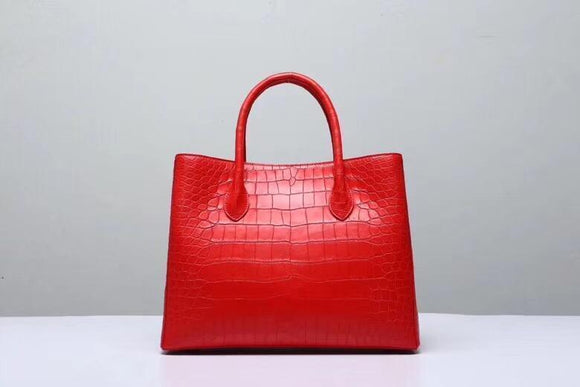 Genuine Crocodile Belly Leather Top Handle Bags For Women Red