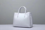 Genuine Crocodile Belly Leather Top Handle Bags For Women White