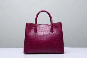 Genuine Crocodile Belly Leather Top Handle Bags For Women Wine Red