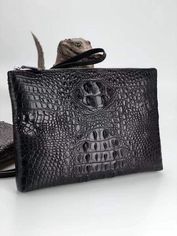Genuine Crocodile Bone Leather Medium Ipad Case,Clutch Bag
