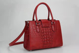Genuine Crocodile Bone Leather Red Basic Top Handle Bag