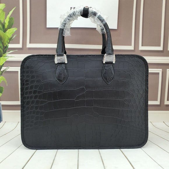 Genuine Crocodile Leather Briefcase Laptop Buiness Bag Black