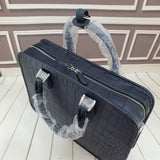 Genuine Crocodile Leather Briefcase Laptop Buiness Bag Blue