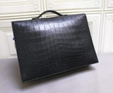 Genuine Crocodile Leather Briefcase Top Handle Bags High Glossy Green