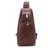 Genuine Crocodile Leather  Chest Bag,Men Crossbody Sling Backpack Outdoor Shoulder Travel One Shoulder Daypack