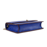 Genuine Crocodile Leather Cross Body Messenger Flap Shoulder Bag  Royal Blue