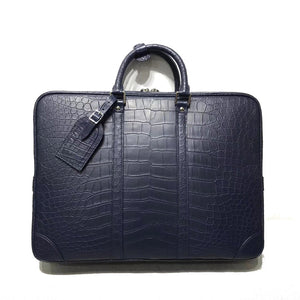 Genuine Crocodile Leather Luxury Briefcase Blue Large