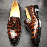 Genuine Crocodile Leather Penny Casual  Tassel Loafers Brogue Shoes