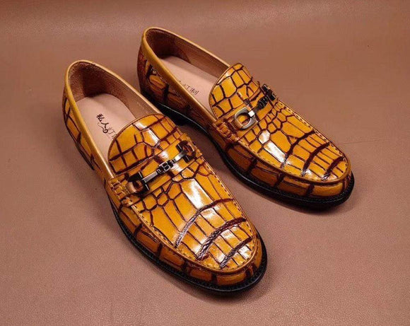 Genuine Crocodile Leather Penny Loafers  Slip-On Shoes
