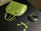 Genuine Crocodile  Leather  Shell Top Handle Cross Body Tote Bags For S/S Mint Green