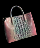 Genuine Crocodile Leather Top Handle Bag Brushed Multi Color