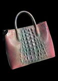 Genuine Crocodile Leather Top Handle Bag Brushed Multi Color