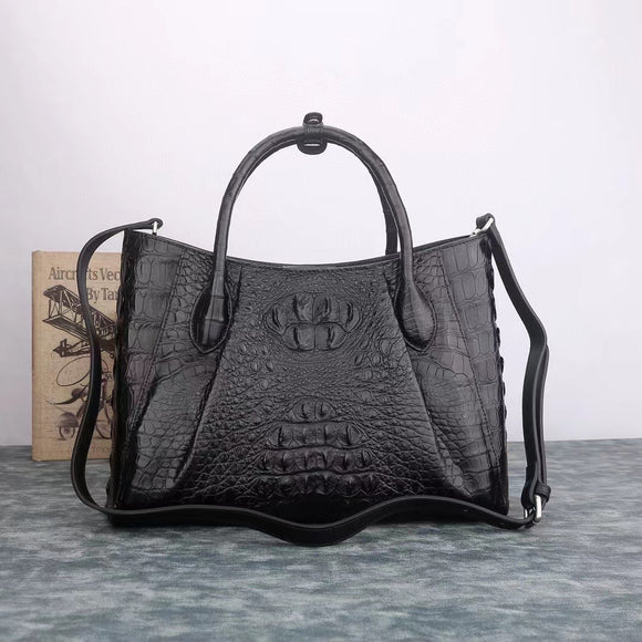 Genuine Crocodile Leather Top Handle Tote Bag