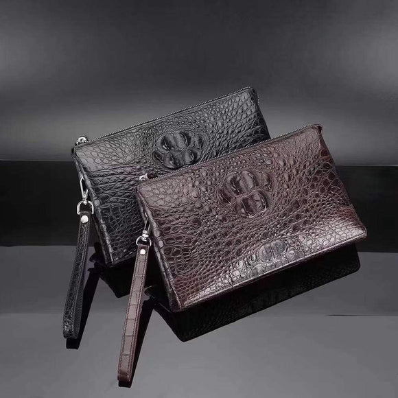 Genuine Crocodile  Leather Wristlet Wallet, Man  Wristlet Men Clutch Bag Small Wristlet Wallet