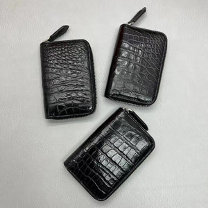 Genuine Crocodile Leather Zip Up Card Pocket Case