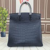 Genuine Crocodile Skin Leather 40cm Oversized Hac Style  Padlock Business Handbags Office Bags