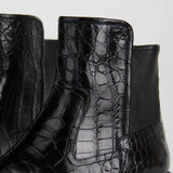 Genuine  Crocodile Skin Leather Chelsea Ankle Boots Nile