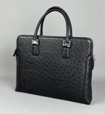 Genuine Ostrich Leather Laptop Briefcase Black