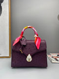 Genuine Ostrich Leather  Top Handle Bag Purple
