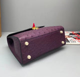 Genuine Ostrich Leather  Top Handle Bag Purple