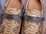 Genuine Python Leather  Men's  Beige Slip-On Loafer Shoes