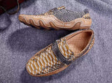 Genuine Python Leather  Men's  Beige Slip-On Loafer Shoes