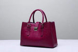 Genuine Siamese Crocodile  Belly Leather  Tote With Crossbody Strap  Wine Red