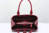 Genuine Siamese Crocodile  Belly Leather  Tote With Crossbody Strap  Wine Red