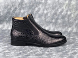 Genuine Skin Crocodile Leather Chelsea Ankle Boots