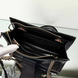 Genuine Stingray Leather Tote Shoulder Chain Bag Black