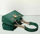 Genuine Stingray Leather Tote Shoulder Chain Bag Dark  Green