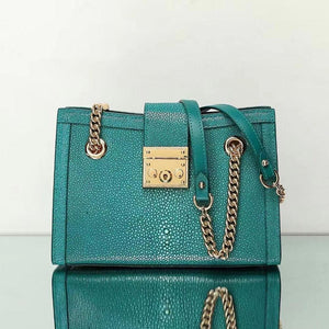 Genuine Stingray Leather Tote Shoulder Chain Bag Green