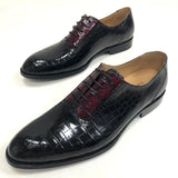 Handmade Crocodile Leather  Vintage Two Tone Classic Lace Up Leather Lined Shoes